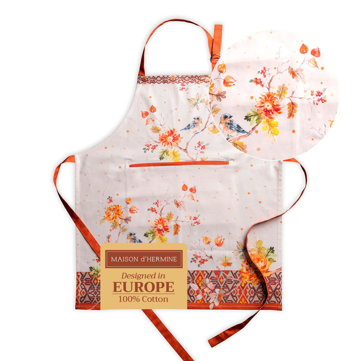 Maison d' Hermine apron pocket detail for easy utensil access during cooking
