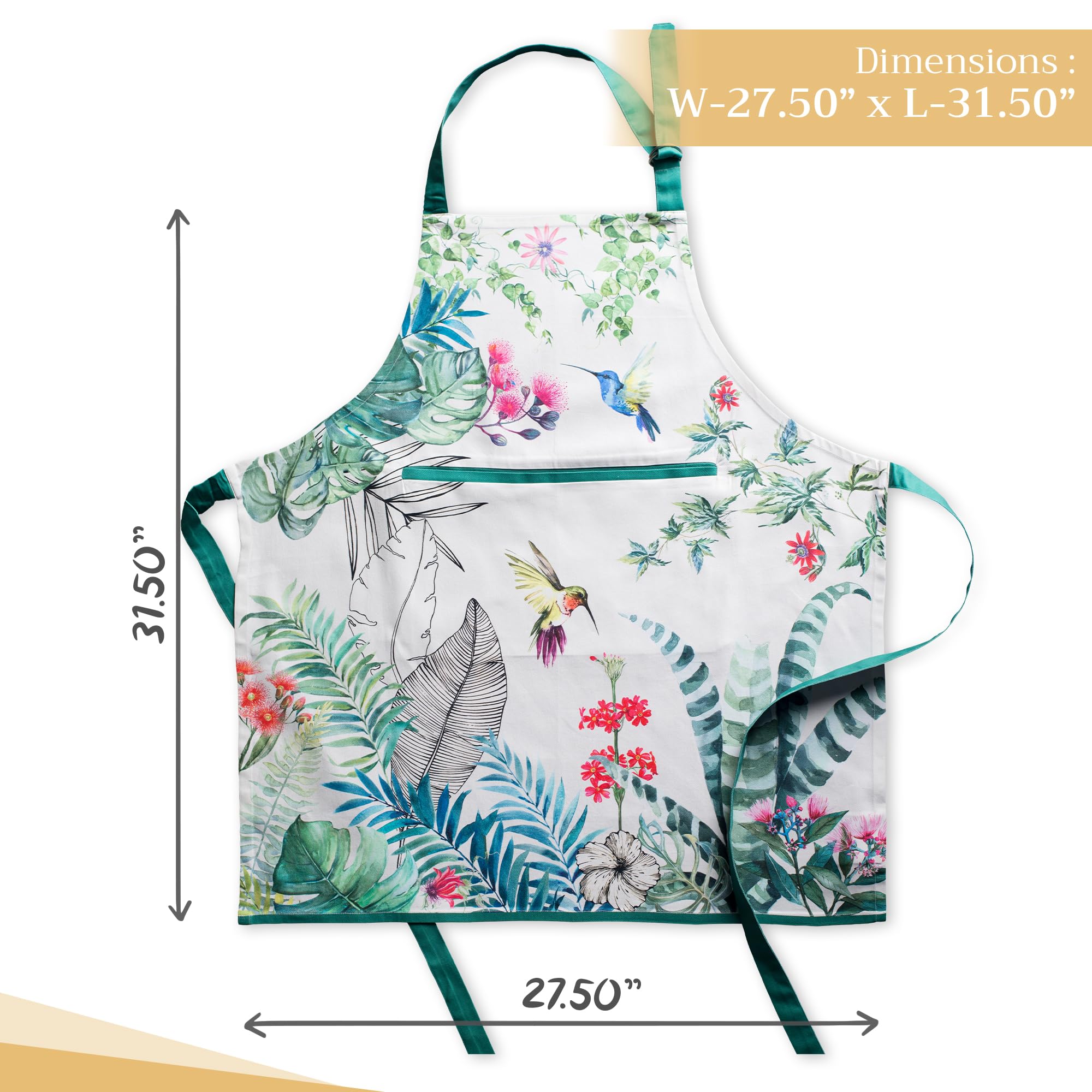 Maison d' Hermine Tropiques apron full length offers excellent coverage for cooking and cleaning.