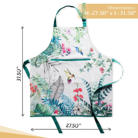 Maison d' Hermine Tropiques apron full length offers excellent coverage for cooking and cleaning.