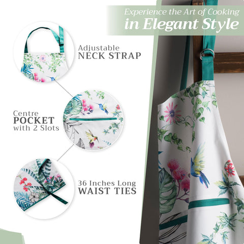 Maison d' Hermine Tropiques apron garden-use scene highlights outdoor task comfort.