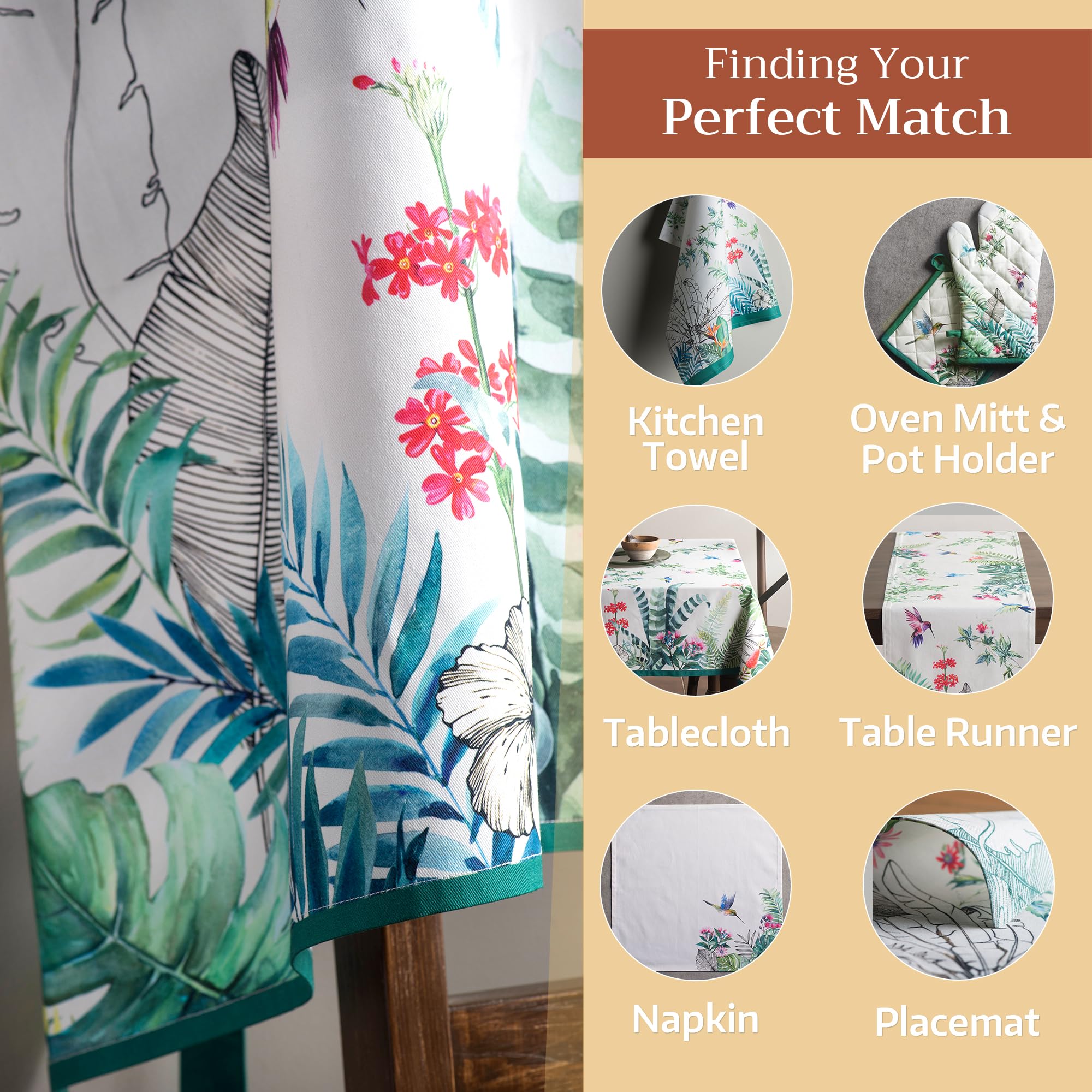 Maison d' Hermine Tropiques apron in-kitchen use underlines versatile styling for servers and home cooks.