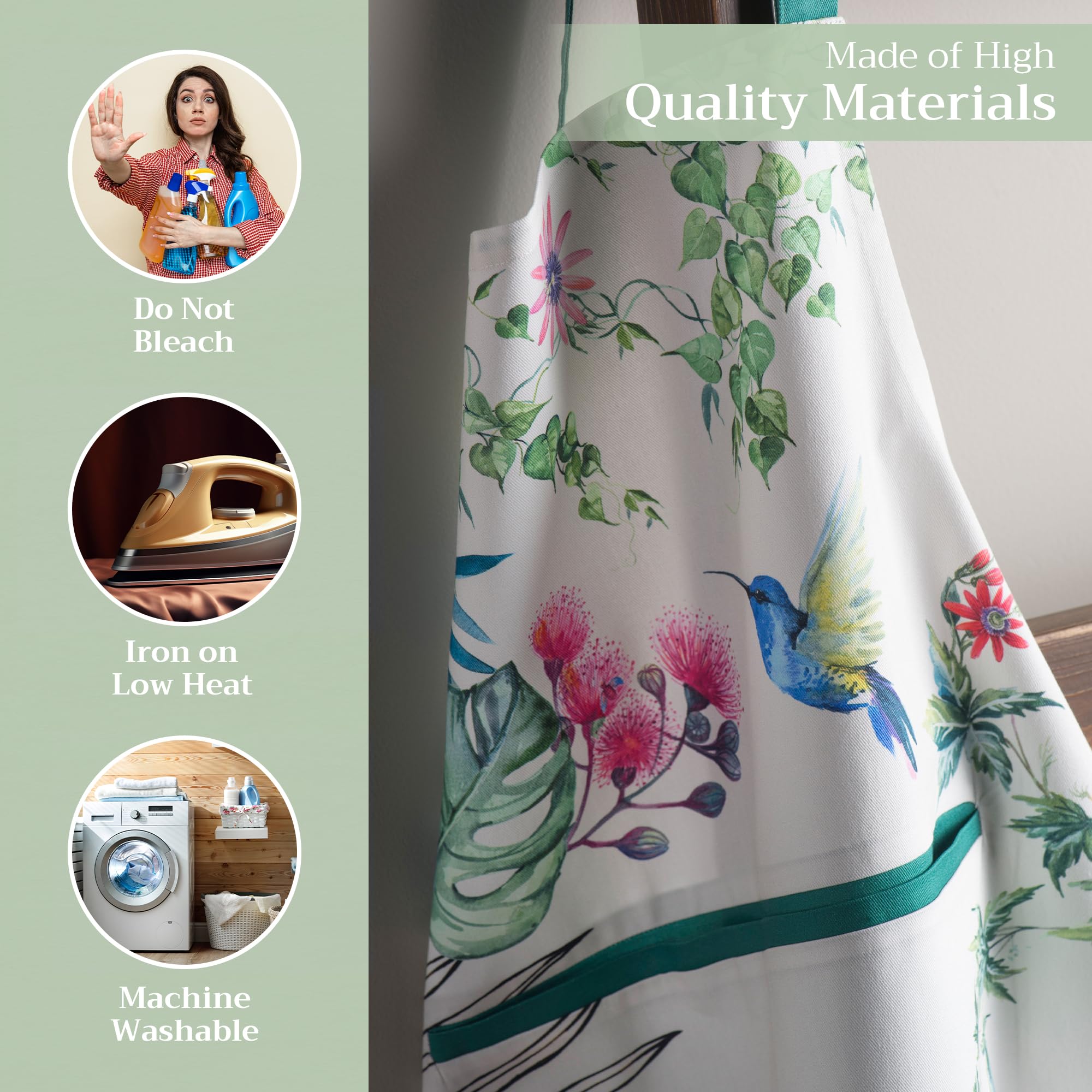 Maison d' Hermine Tropiques apron neck strap adjustment demonstrates secure, customizable fit.