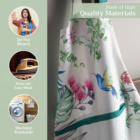 Maison d' Hermine Tropiques apron neck strap adjustment demonstrates secure, customizable fit.