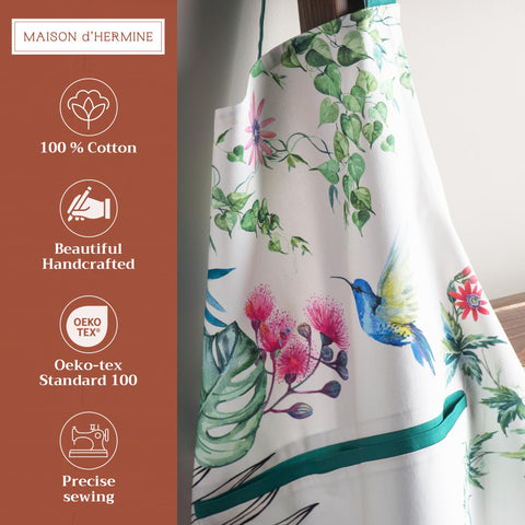 Maison d' Hermine Tropiques apron pocket close-up highlighting functional center pocket.