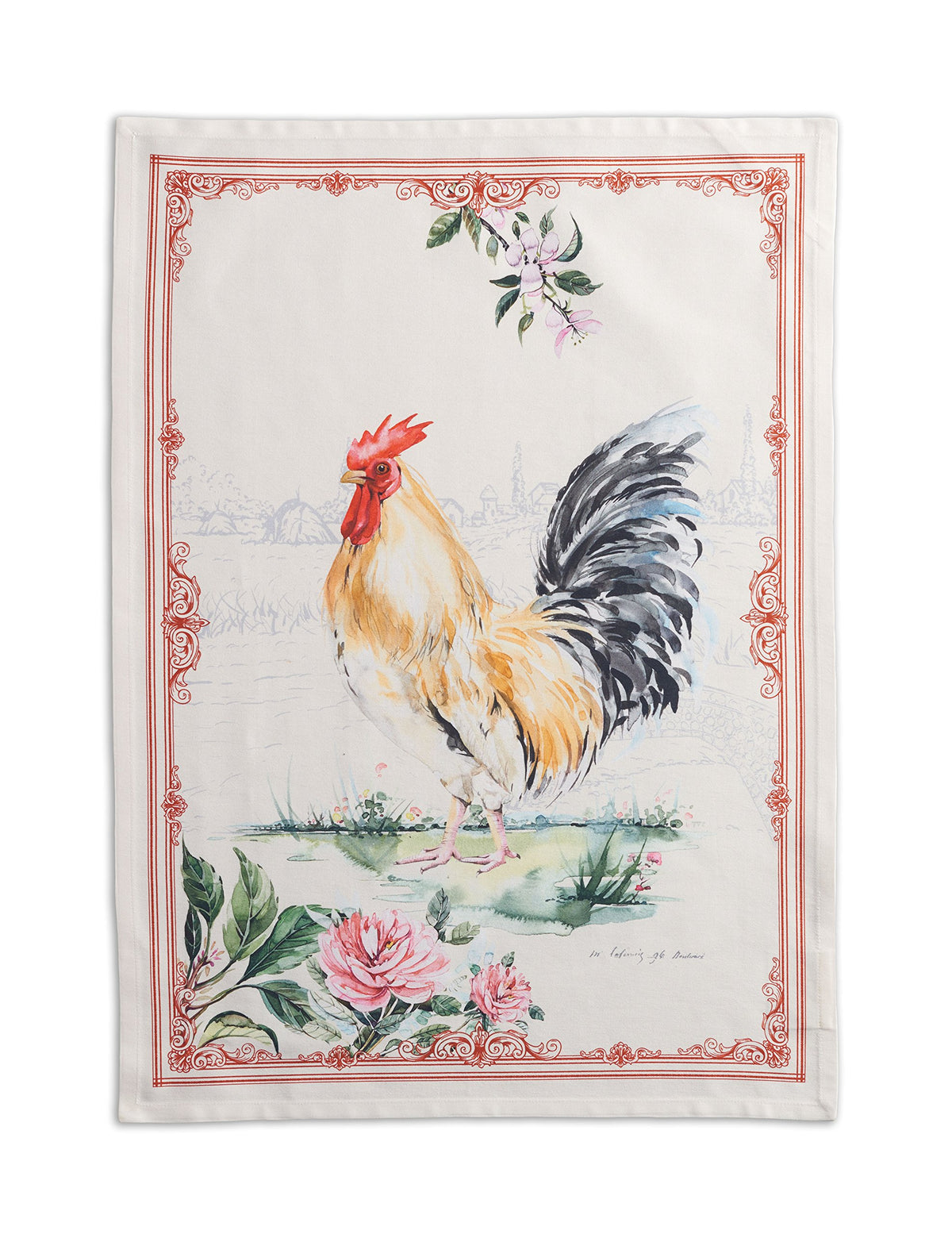 Maison d' Hermine Campagne towel coq watercolor pattern for drying dishes