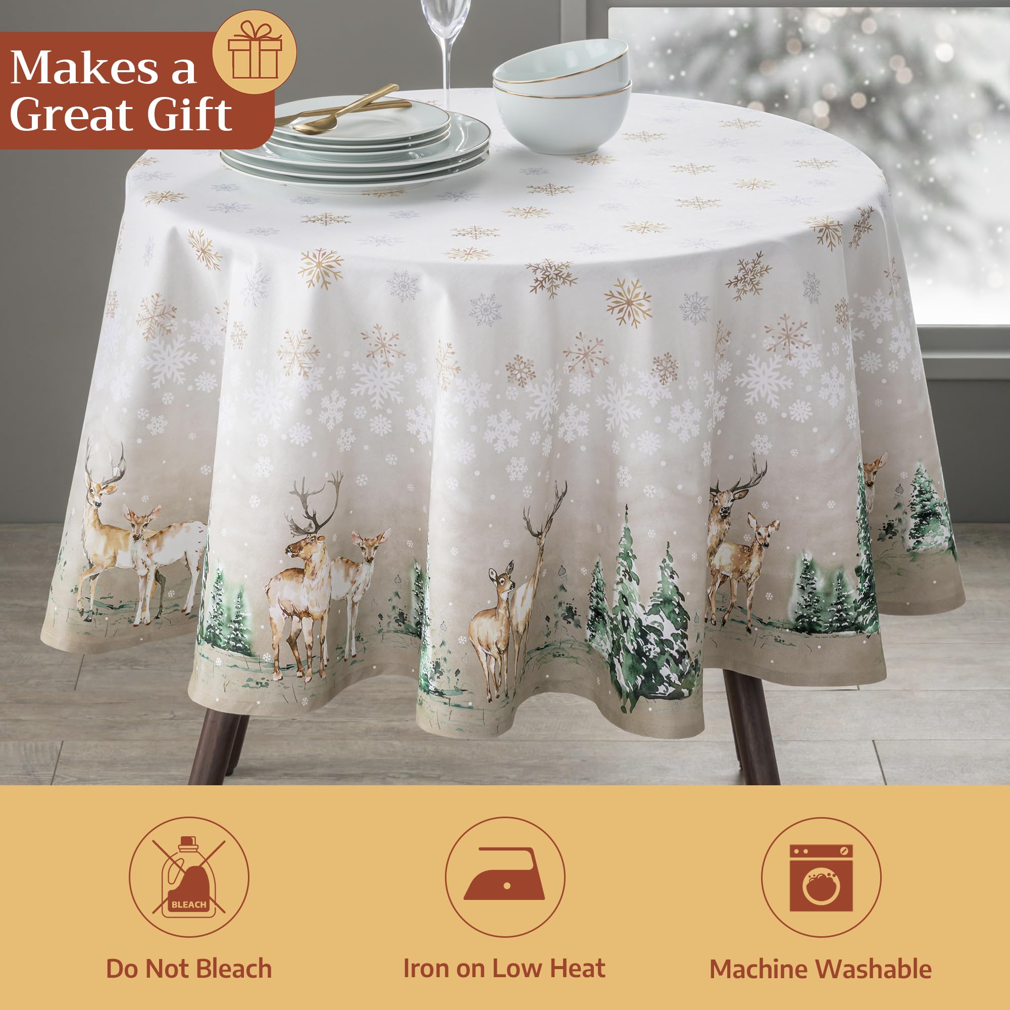 Maison d'Hermine Christmas-ready tablecloth in 100% cotton for cozy holiday dinners