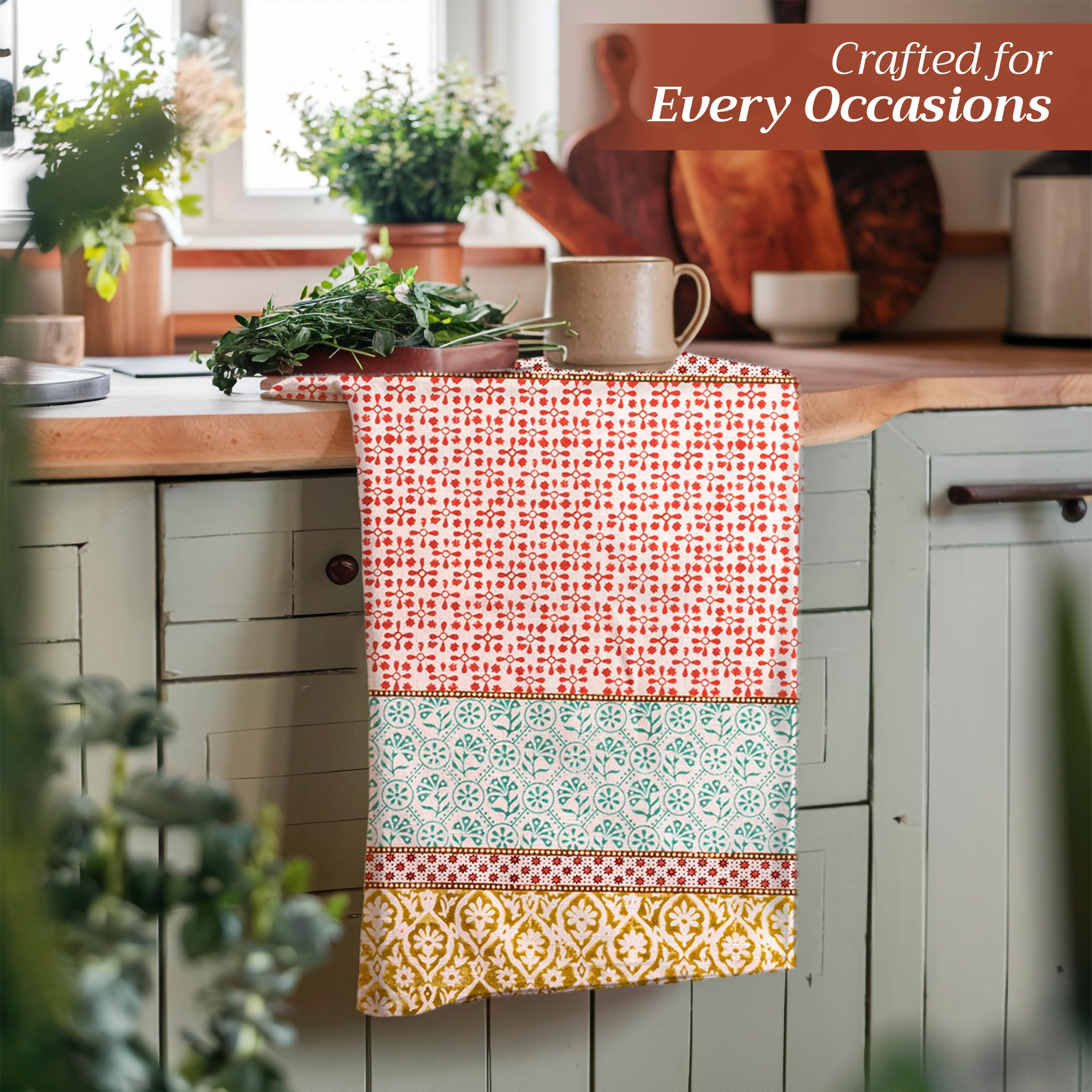 These towels measure 20 by 27.5 inches for flexible kitchen coverage
