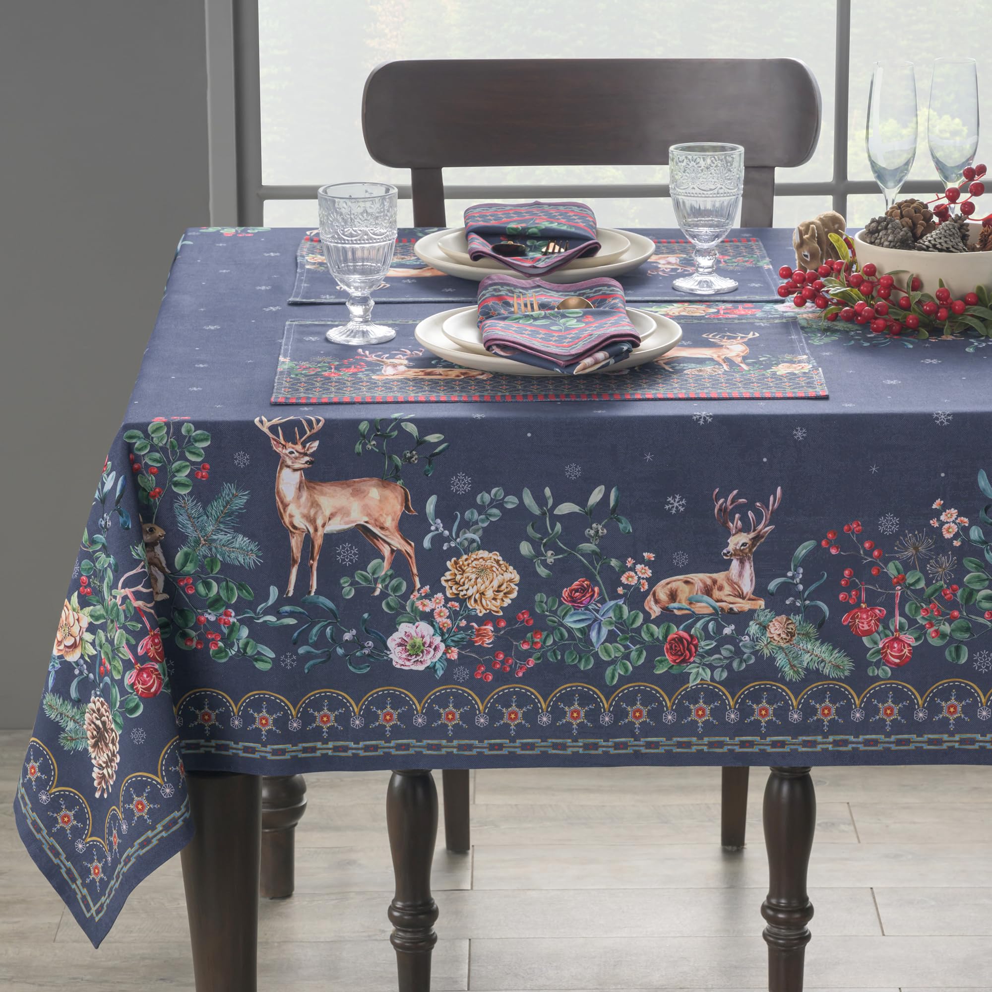 Maison d'Hermine dining table setup tablecloth accenting elegant meals
