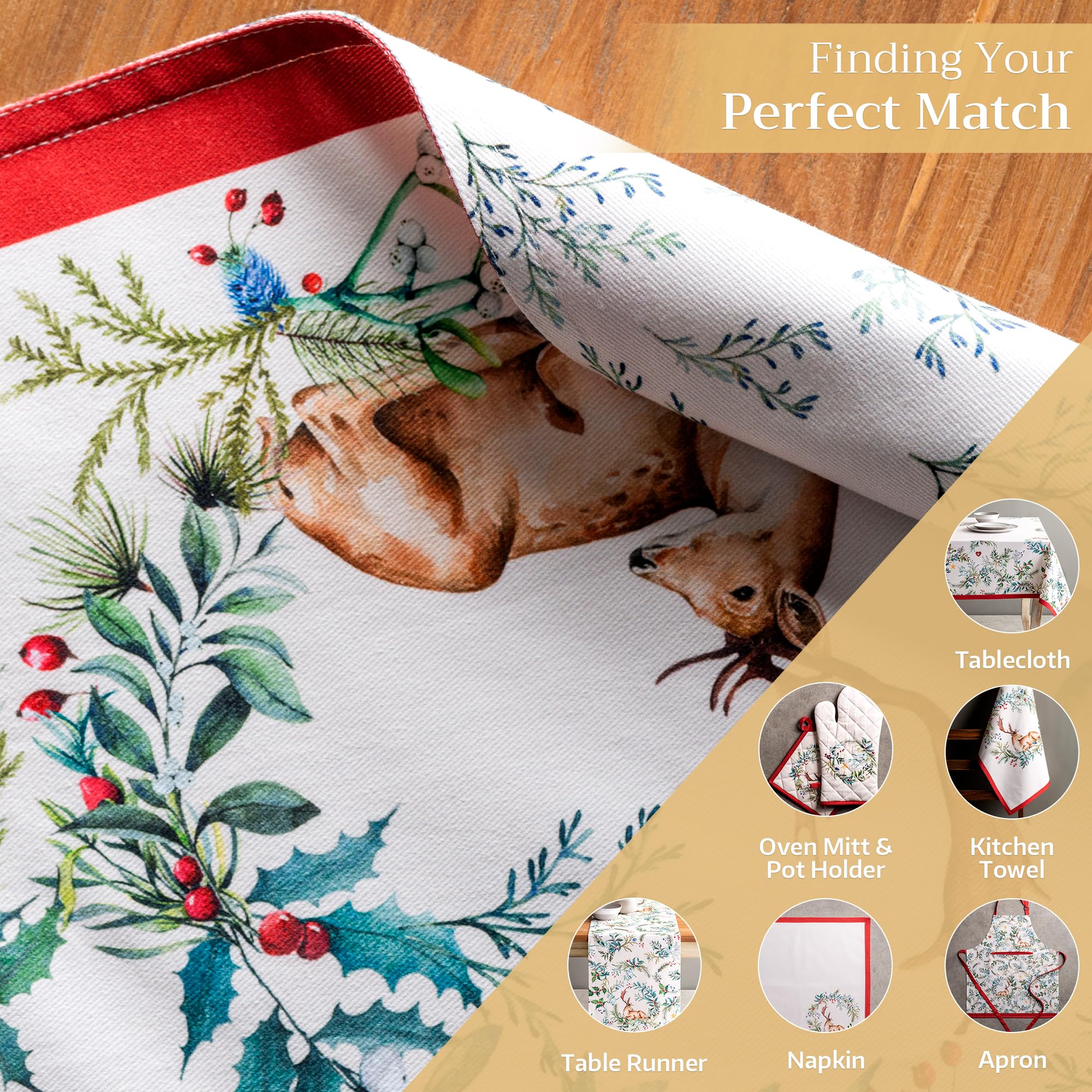 Holly Time four placemats enhance weddings and parties with subtle holiday charm