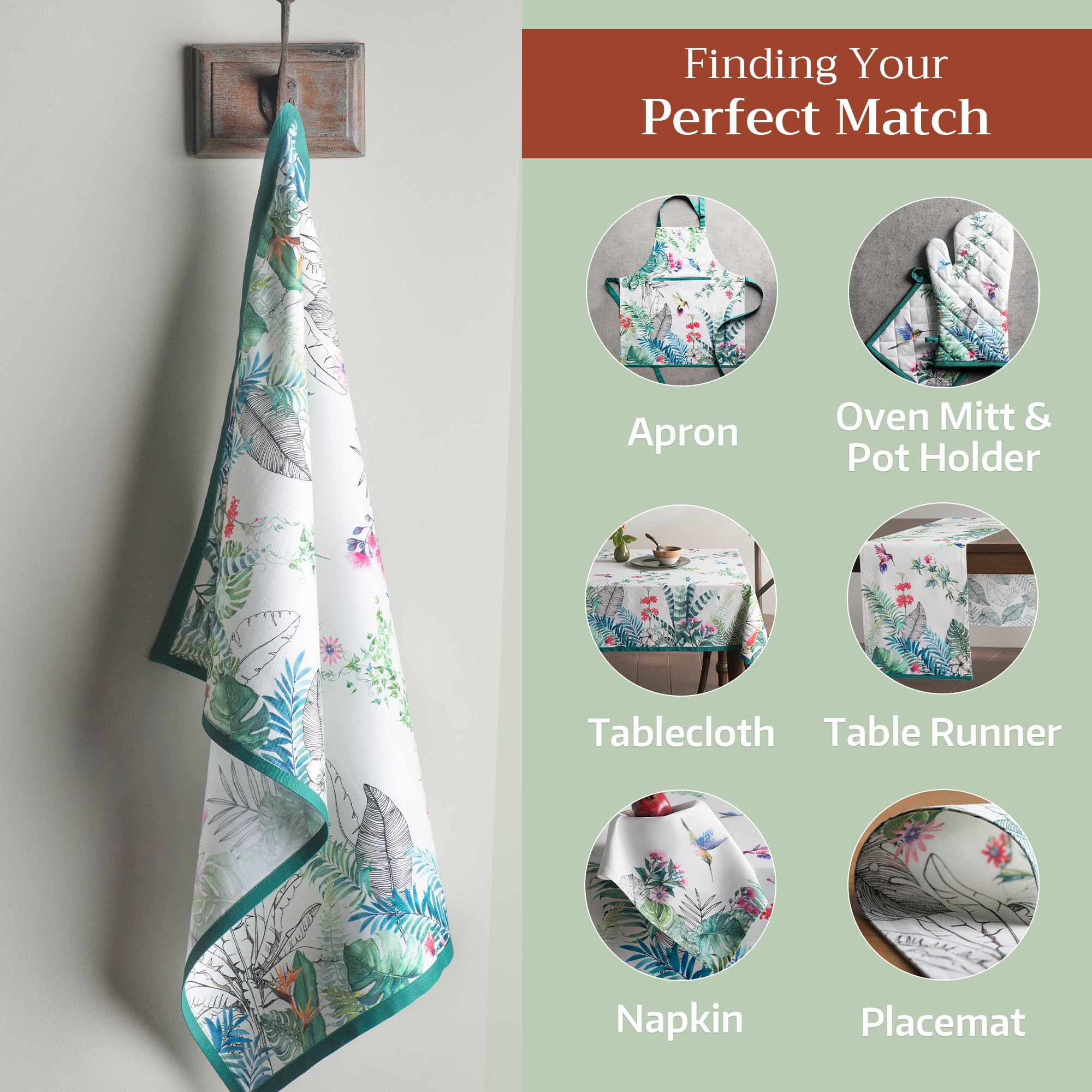 European motif design on Maison d'Hermine towels enhances farmhouse kitchen decor.