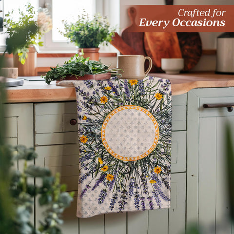 Maison d' Hermine lavender towels brighten spring and summer tables.