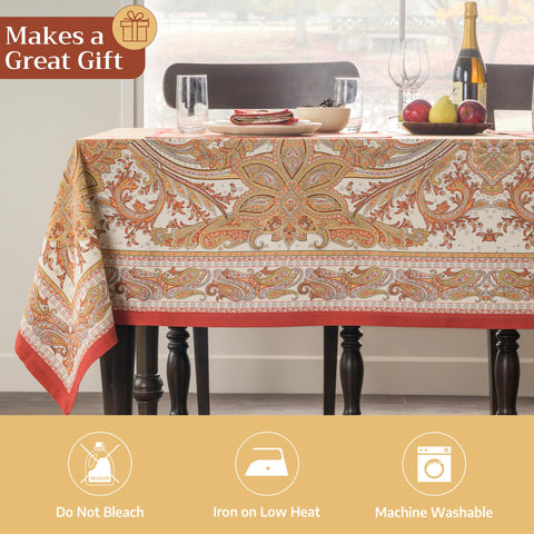 Maison d' Hermine festive holiday table setting with Kashmir Paisley design.