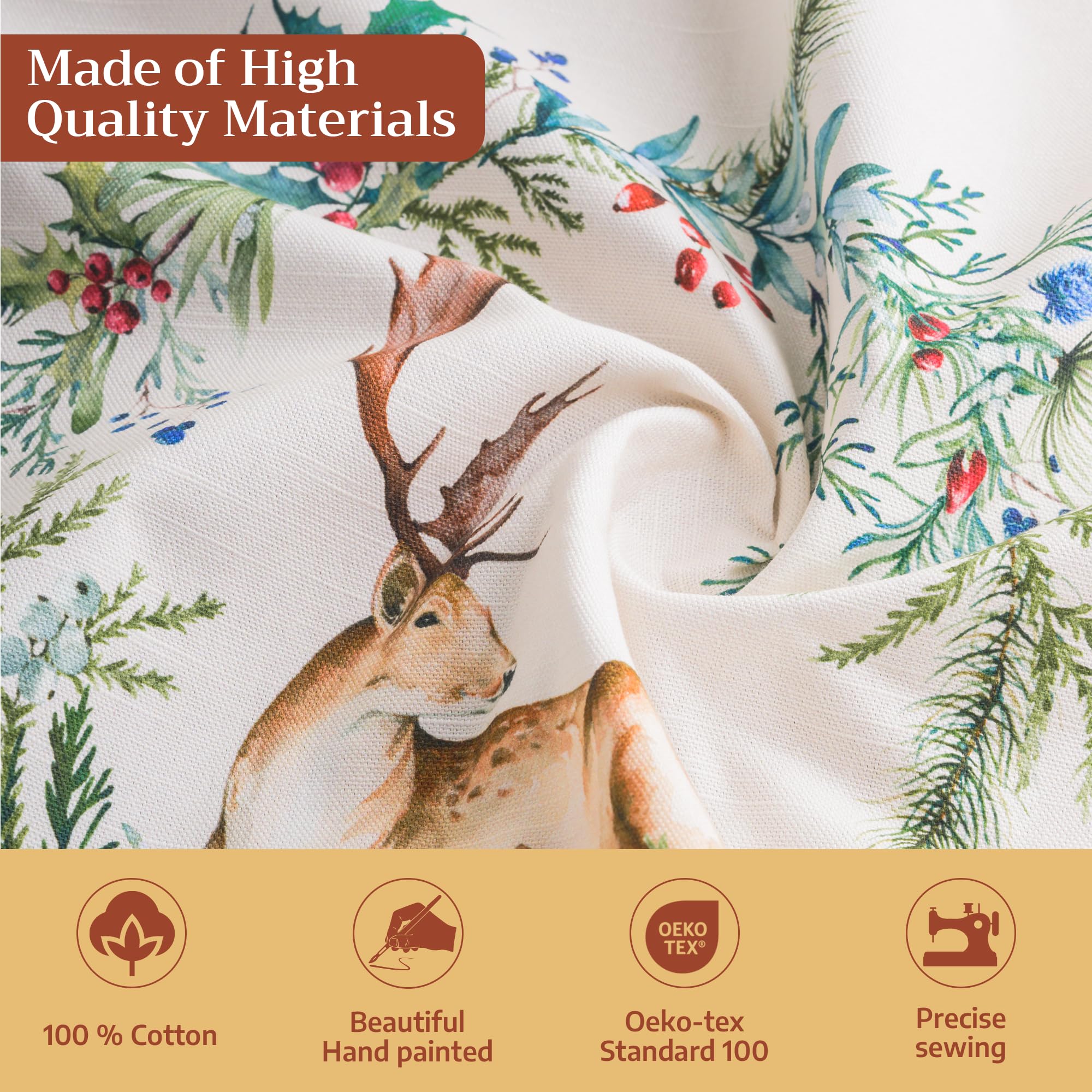 Maison d' Hermine Holly Time tablecloth 100% cotton woven fabric for daily use