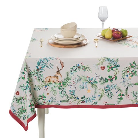 Maison d' Hermine Holly Time tablecloth in cotton for elegant everyday dining.