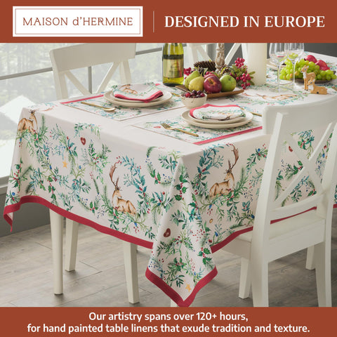 Maison d'Hermine Holly Time tablecloth rectangular 70x120 cotton close-up.