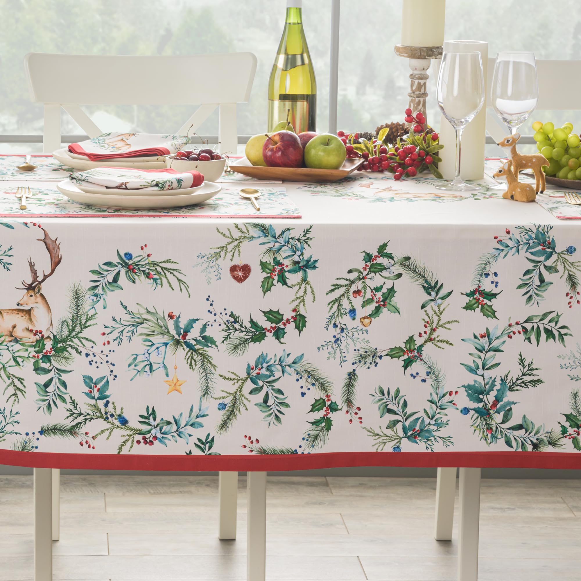 Maison d'Hermine Holly Time tablecloth suitable for weddings and events.
