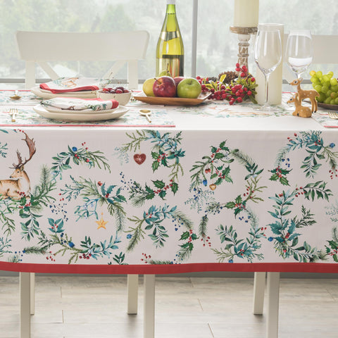 Maison d'Hermine Holly Time tablecloth suitable for weddings and events.