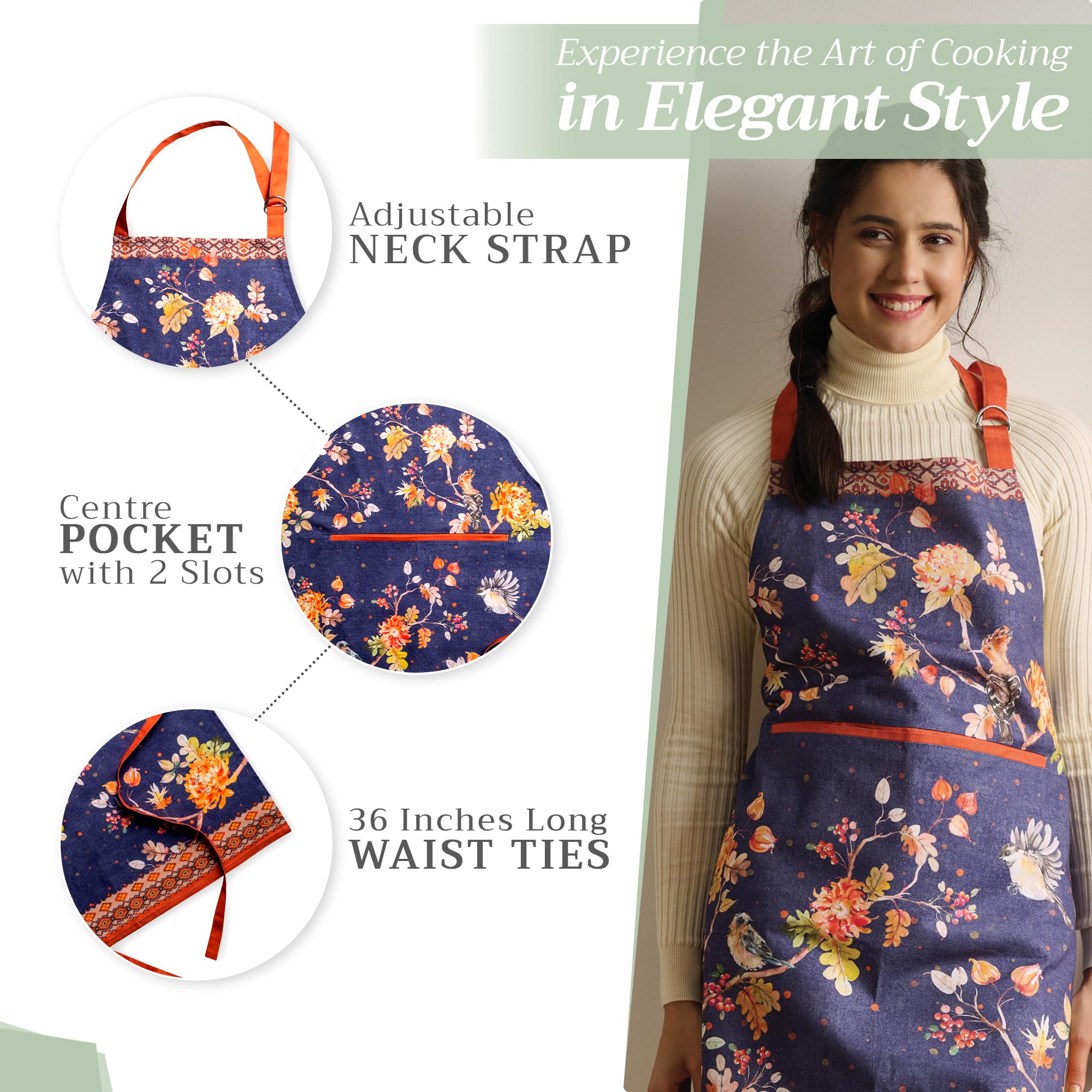 Maison d’ Hermine Kelim Infinity apron in-use while cooking and baking.