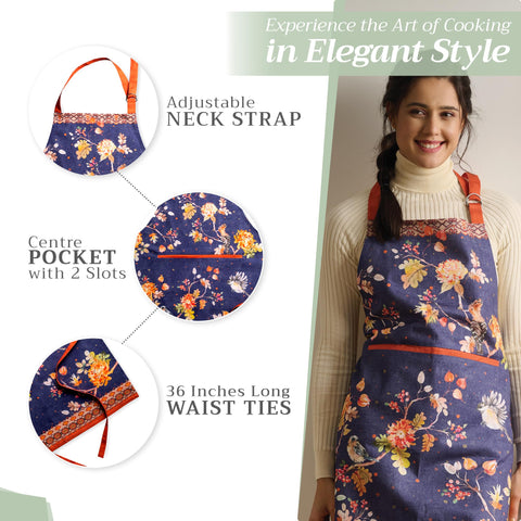 Maison d’ Hermine Kelim Infinity apron in-use while cooking and baking.