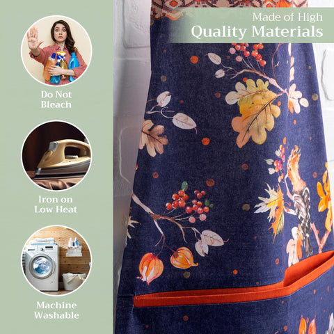 Maison d’ Hermine Kelim Infinity apron long-ties for secure fit during cooking and serving.