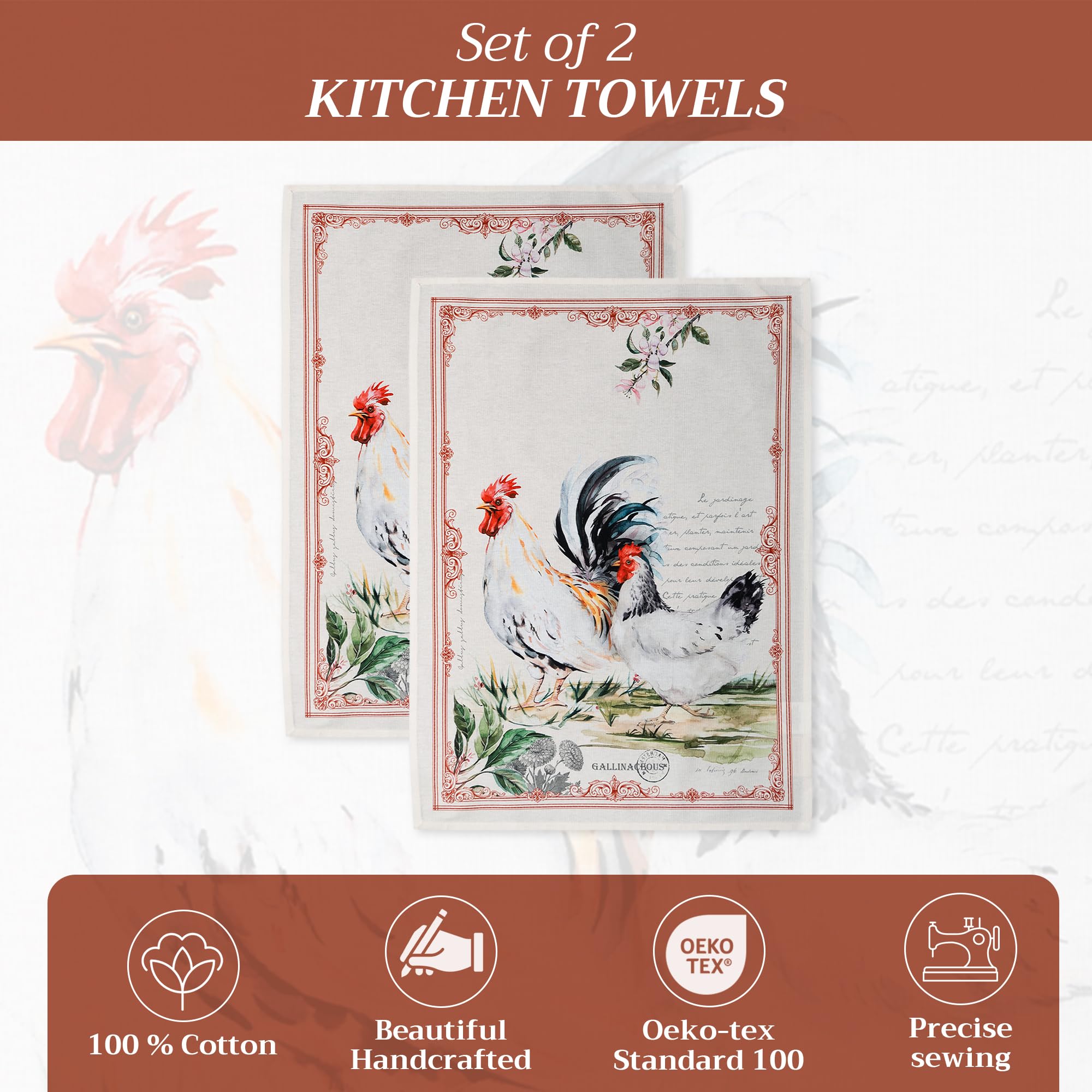Maison d'Hermine kitchen towels folded display; European-inspired design