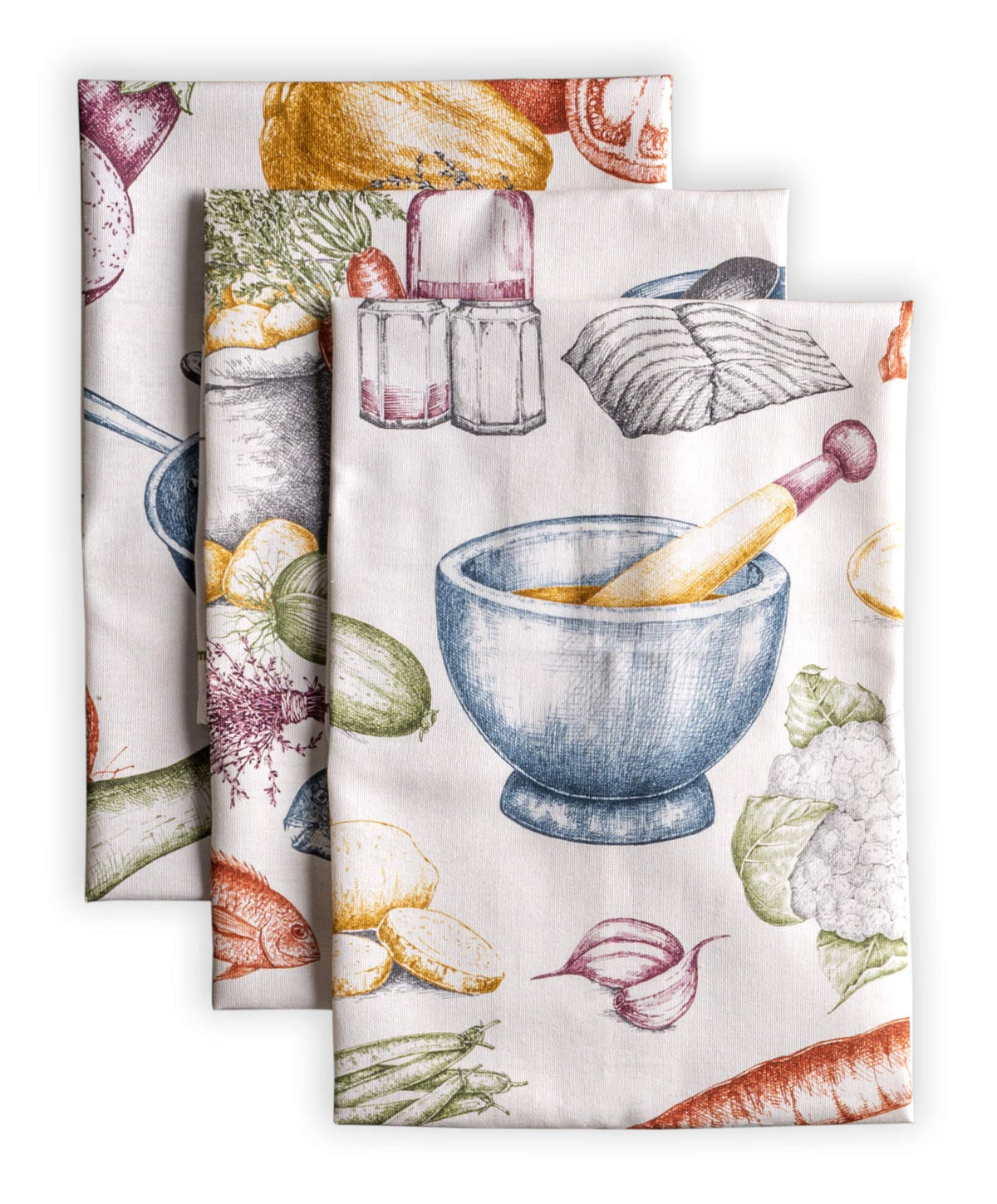 Maison d'Hermine kitchen towels set folded, soft cotton ready for daily use.