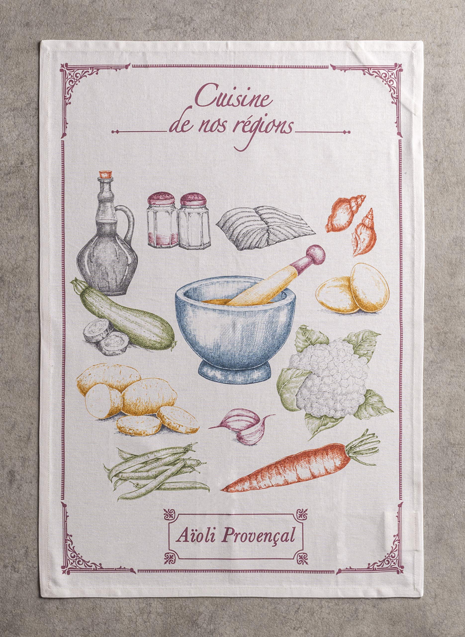 Close-up of towels on a kitchen counter for quick wipe-ups.