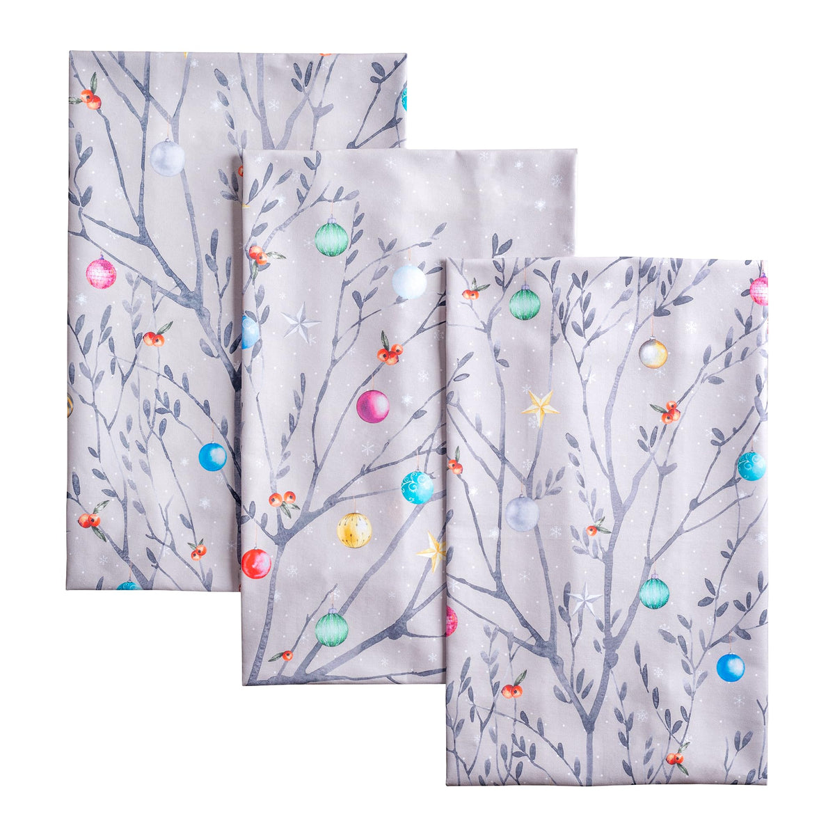 Maison d'Hermine set of three kitchen towels with festive watercolor design for holiday decor