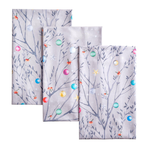 Maison d'Hermine set of three kitchen towels with festive watercolor design for holiday decor