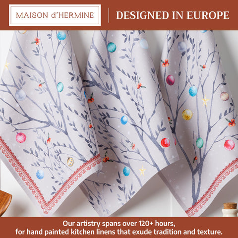 Close-up of watercolor artwork on Maison d'Hermine towels for visual appeal