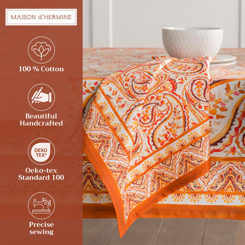 Maison d'Hermine Palatial Paisley napkin folded on table for elegant Thanksgiving settings.