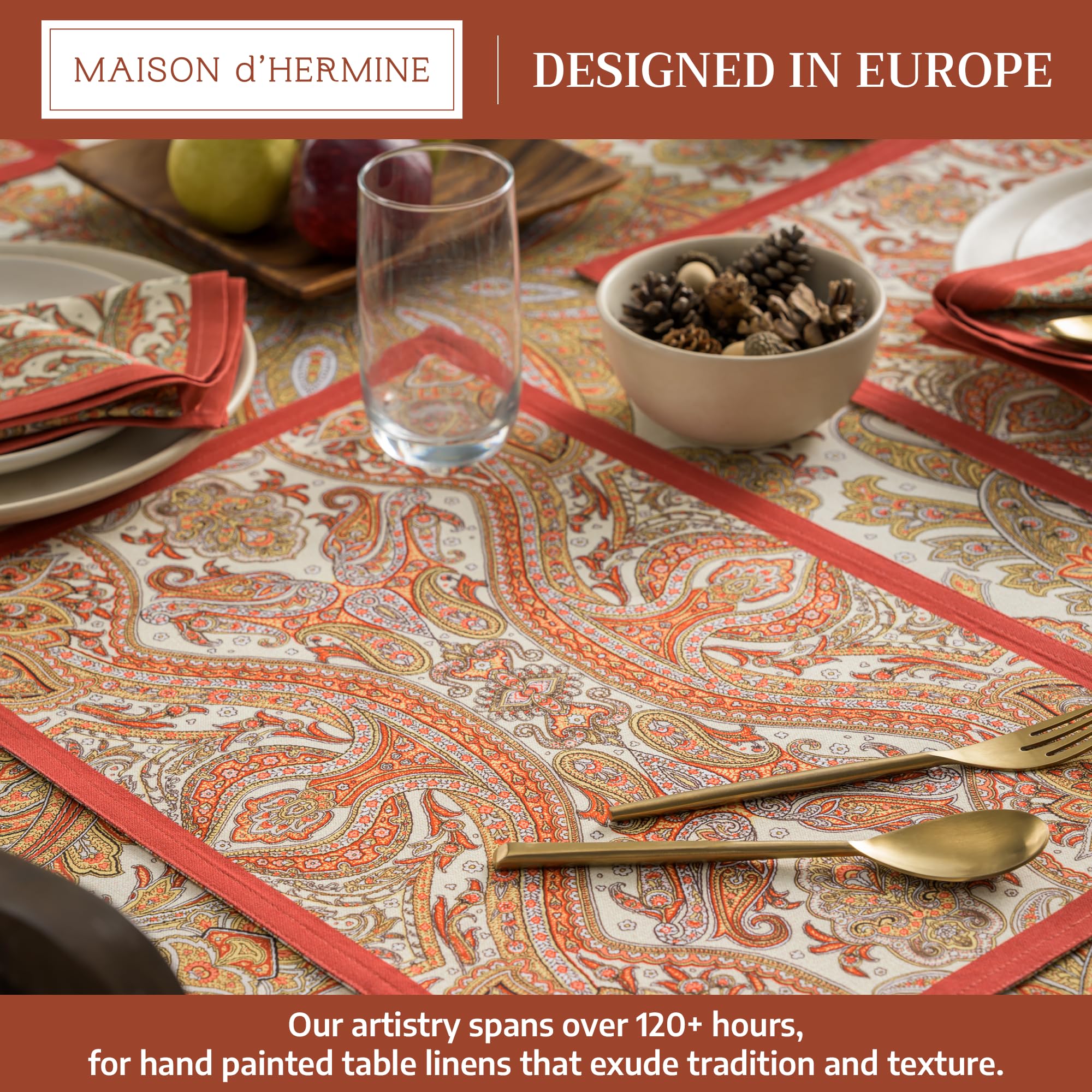 Maison d' Hermine placemats 13x19 on a holiday dining table.