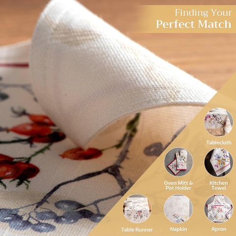 Set of four Maison d' Hermine placemats enhances European-inspired table styling.