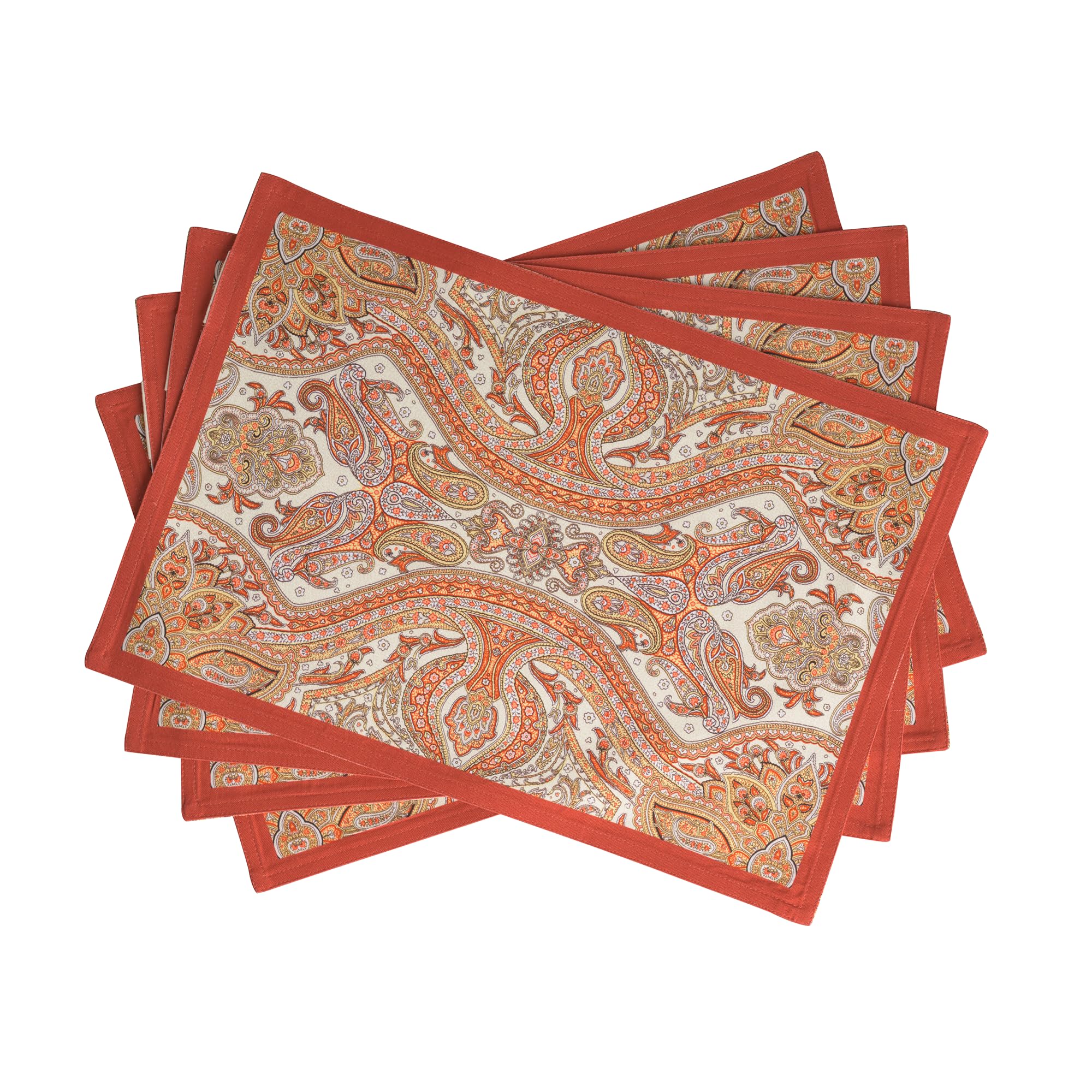 Maison d' Hermine Kashmir Paisley placemats with close-up hand-painted detail for festive tables.