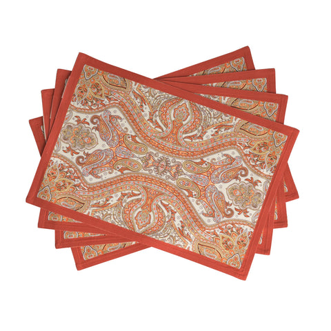 Maison d' Hermine Kashmir Paisley placemats with close-up hand-painted detail for festive tables.