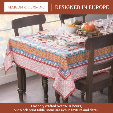 Maison d' Hermine Romane tablecloth ready for holiday dining expressions and festive meals.