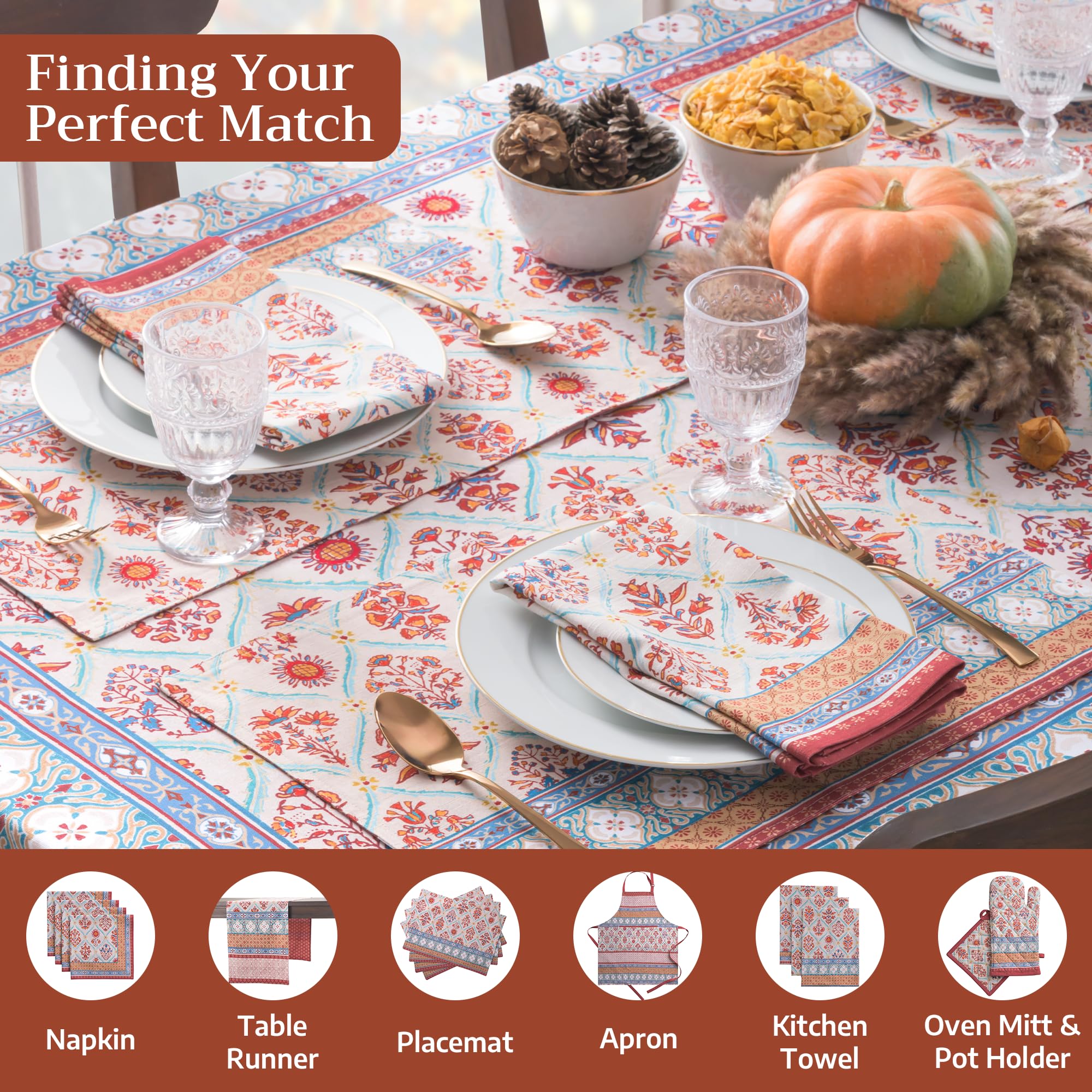 Maison d' Hermine Romane tablecloth 100 percent cotton texture feels soft and durable.