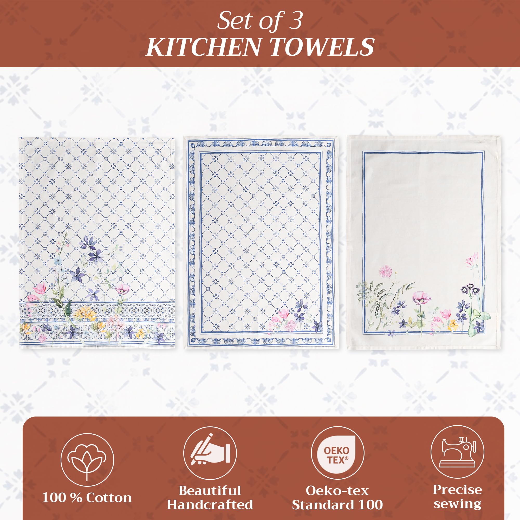 Maison d' Hermine set of 3 towels displayed for coordinated table décor.