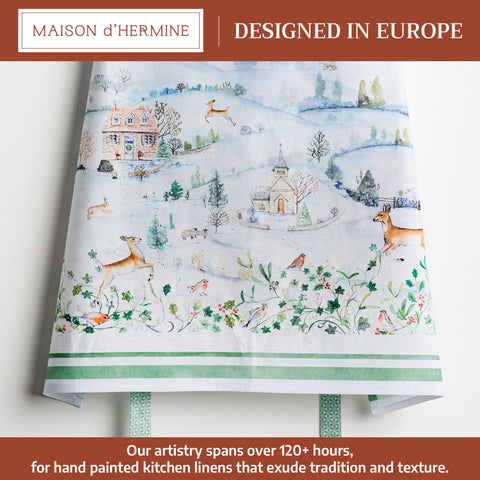 Maison d'Hermine Snowy World apron pocket close-up showing practical storage