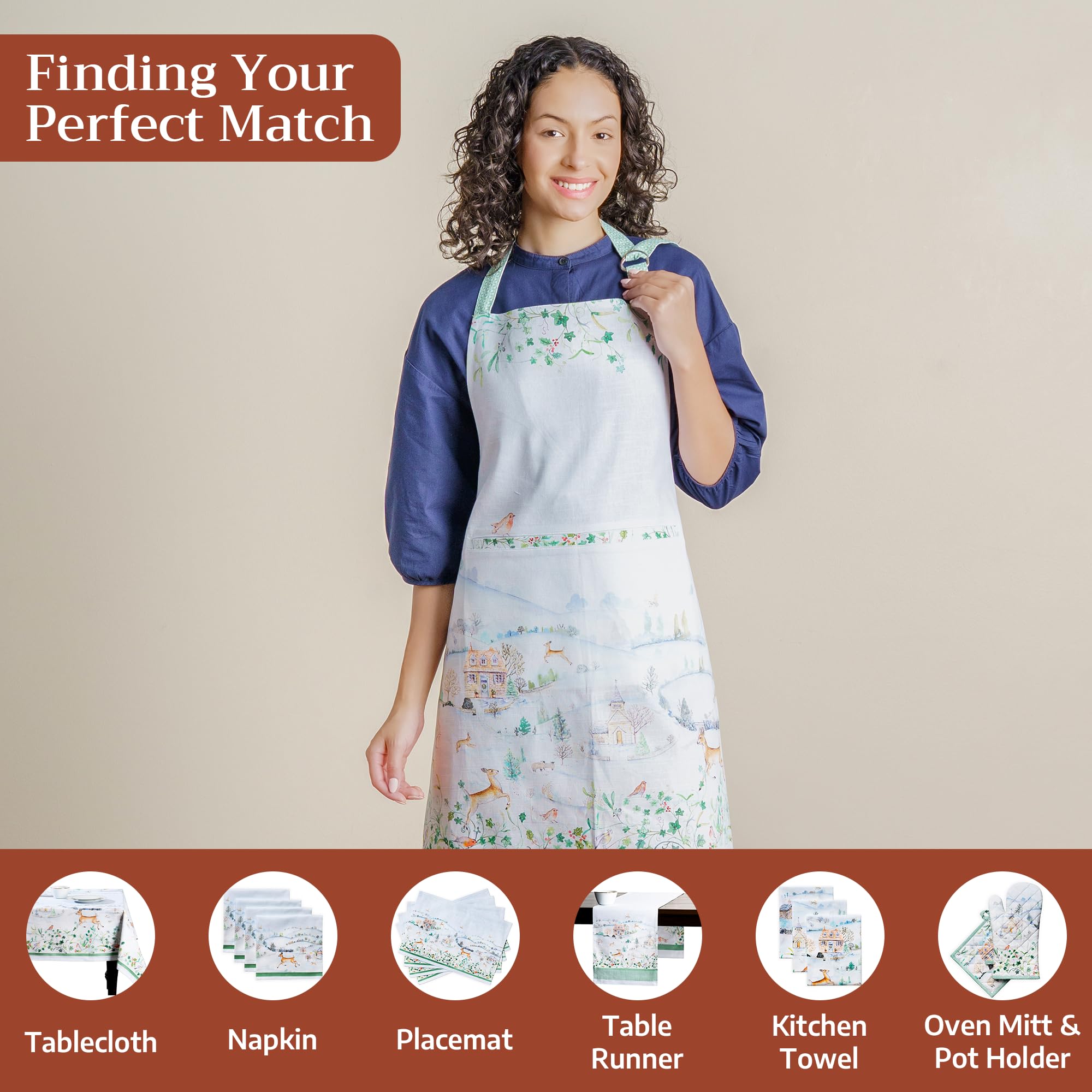 Maison d'Hermine Snowy World apron long waist ties for secure fit