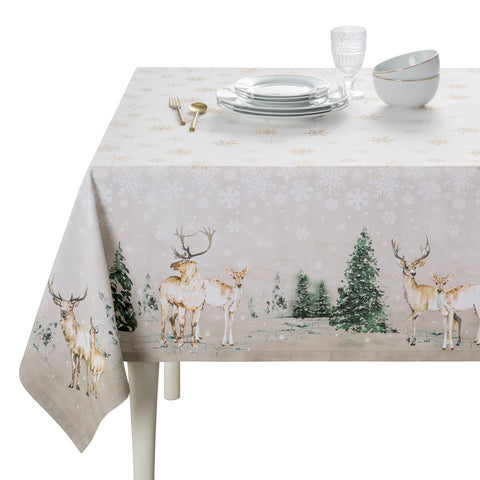 Maison d' Hermine table cloth with deer in the woods for festive tables