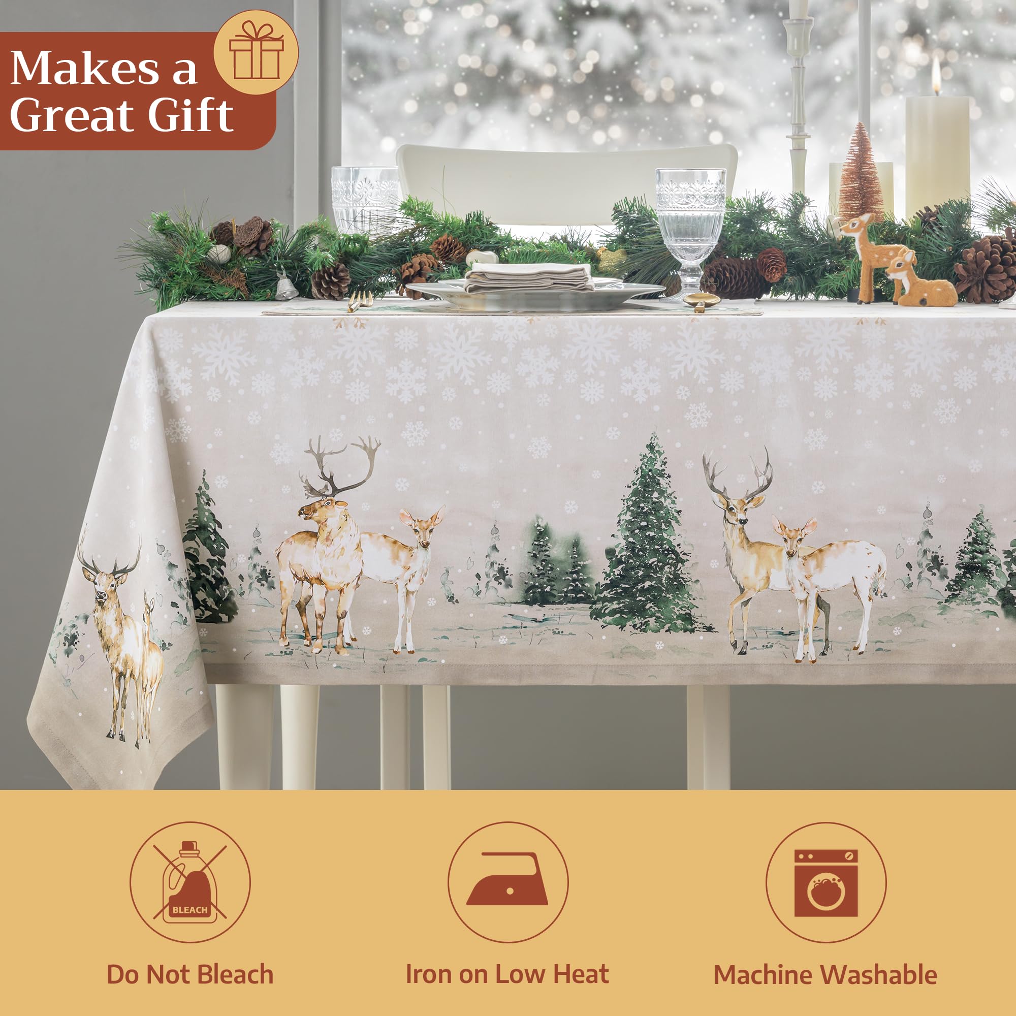 Maison d' Hermine tablecloth ideal for holiday gatherings and casual daily eating.