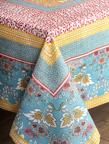 Maison d' Hermine tablecloth styled in a dining room setup
