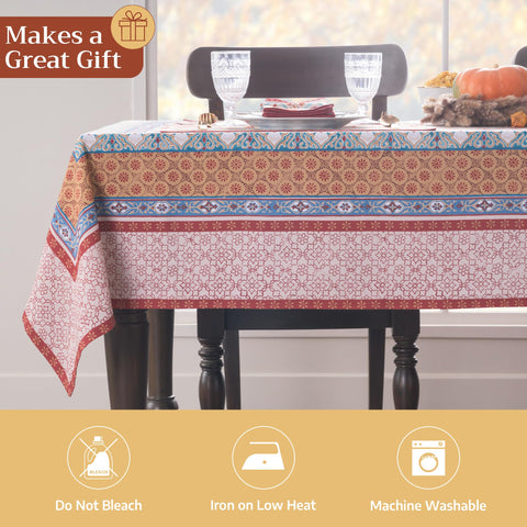 Maison d' Hermine fall decor tablecloth enhances autumn ambience at gatherings.