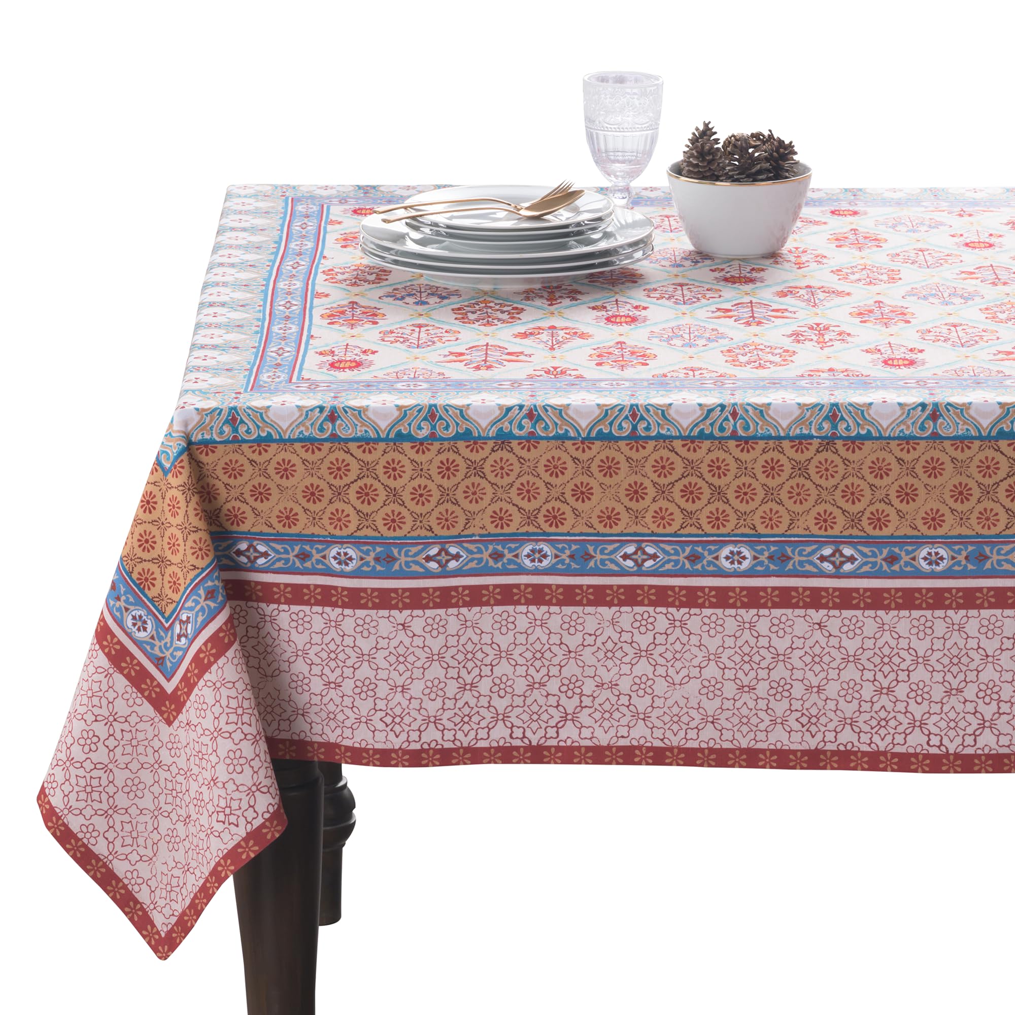 Maison d' Hermine tablecloth rectangle with watercolor design, ideal for festive gatherings.