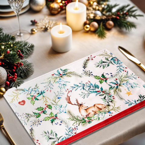 European inspired holiday placemats ideal for Thanksgiving and Christmas tables