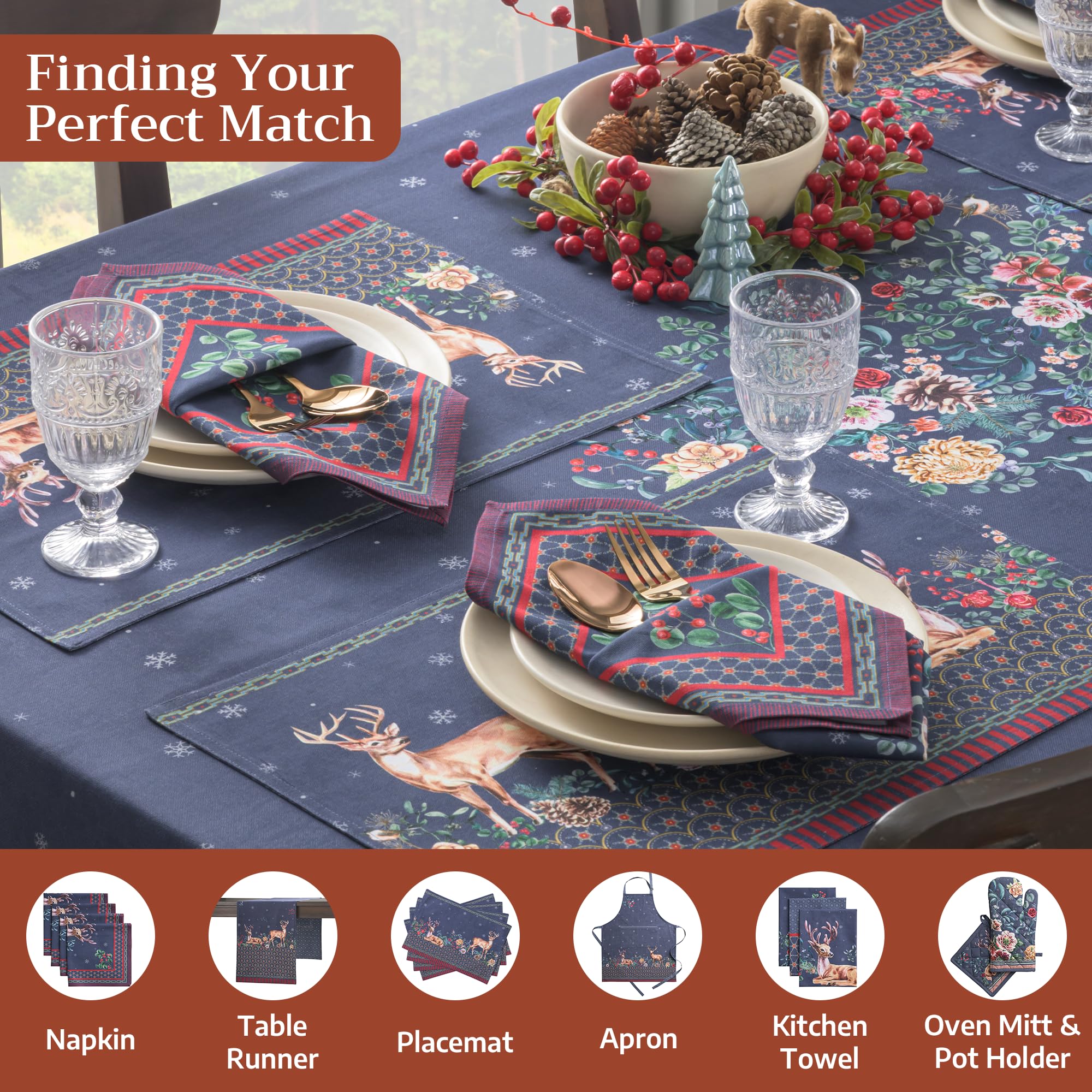Maison d'Hermine Thanksgiving decor tablecloth on autumn table