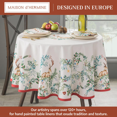 Maison d' Hermine 69-inch round tablecloth enhances fall and holiday tables.