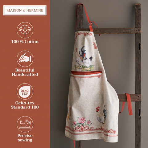 Maison d'Hermine Campagne apron shows a visible center pocket for keeping recipes handy