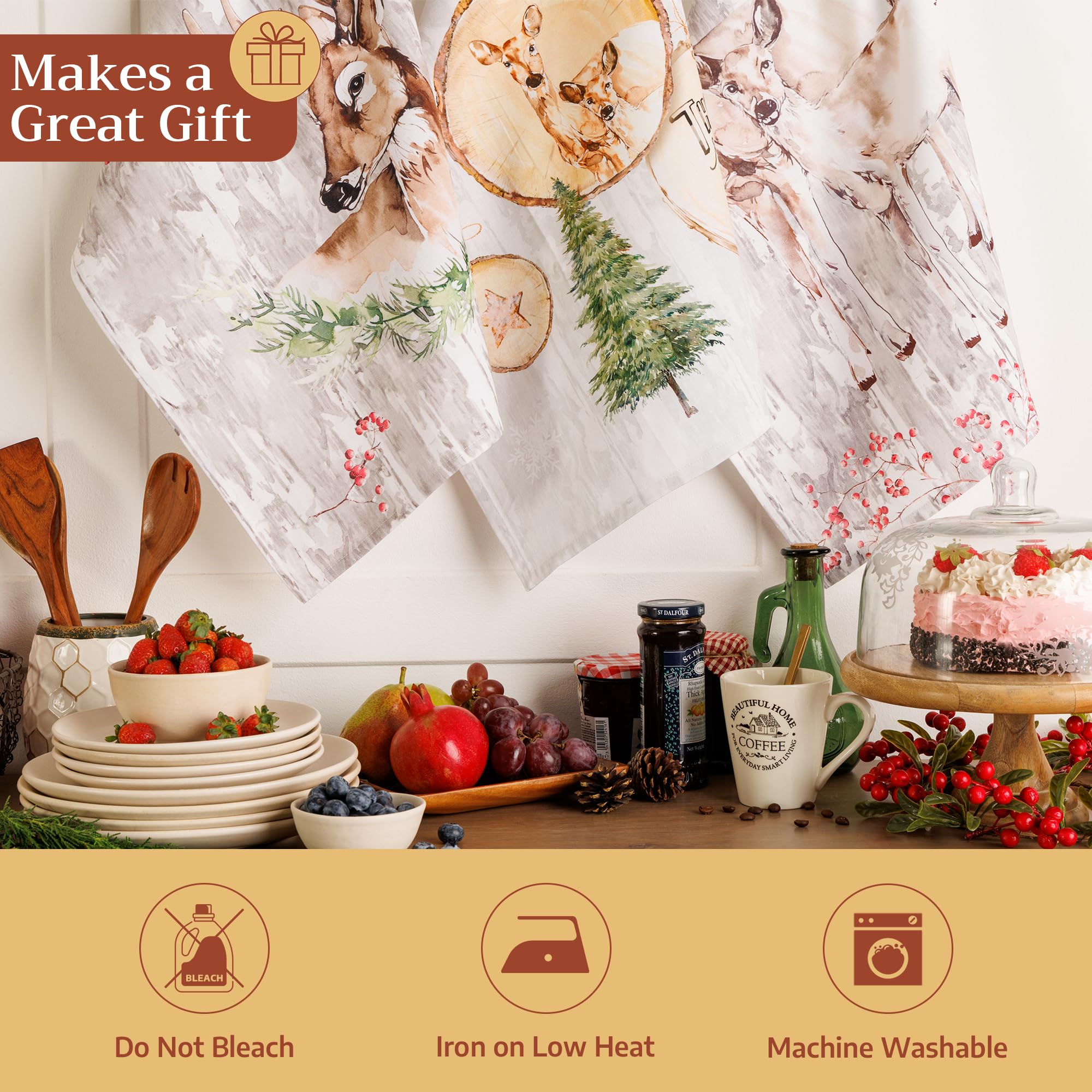 Maison d'Hermine Christmas-themed towel to elevate festive kitchen styling.
